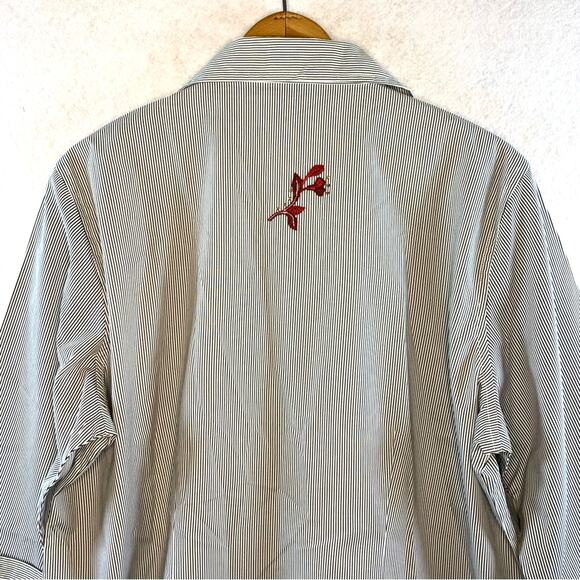 Shipshe Womens Striped Button Top Sz L Western Artsy 3D Floral Applique‎ - Picture 7 of 14